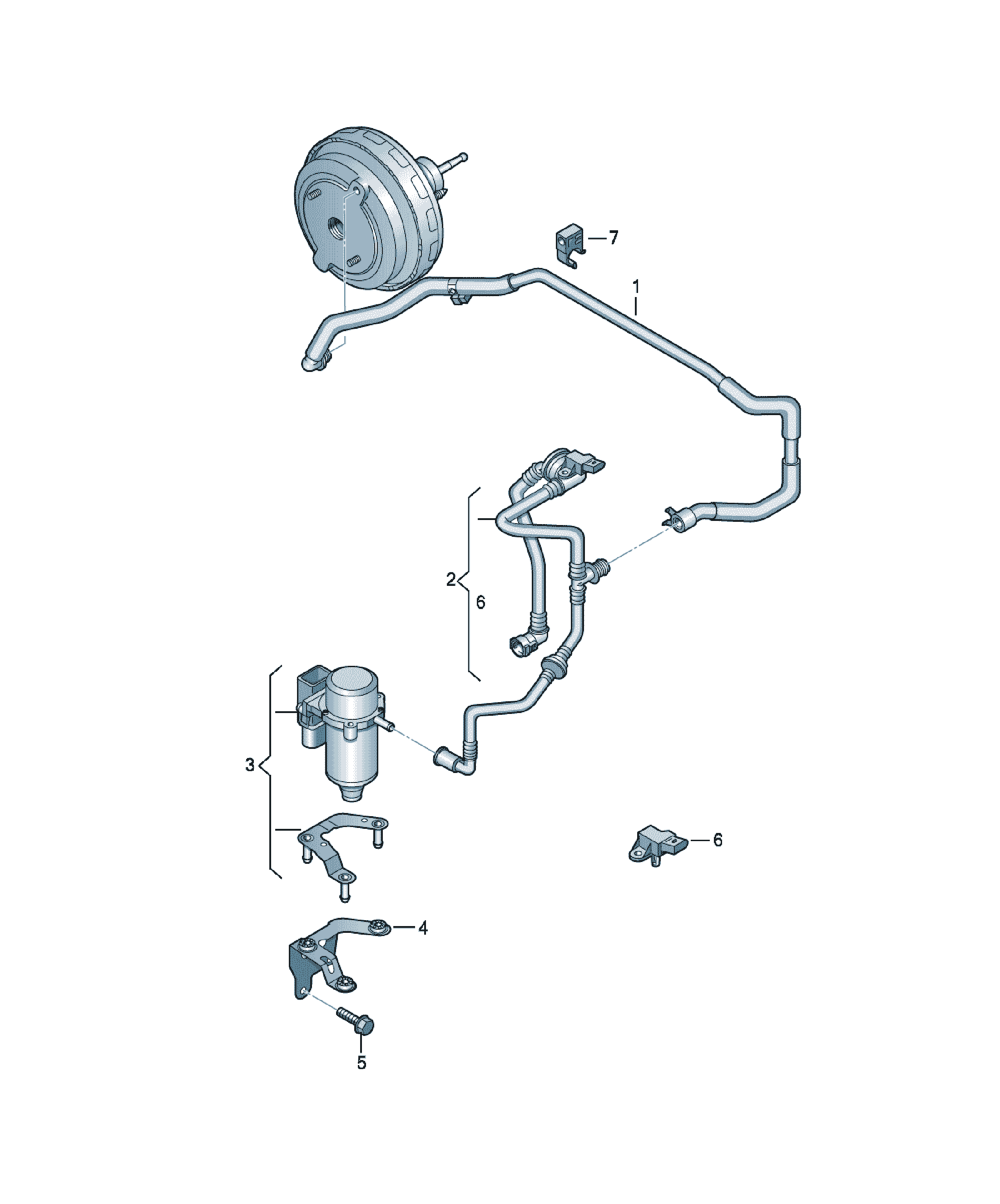 Țeavă servofrână vid Volkswagen CC, cod 3C2612041D