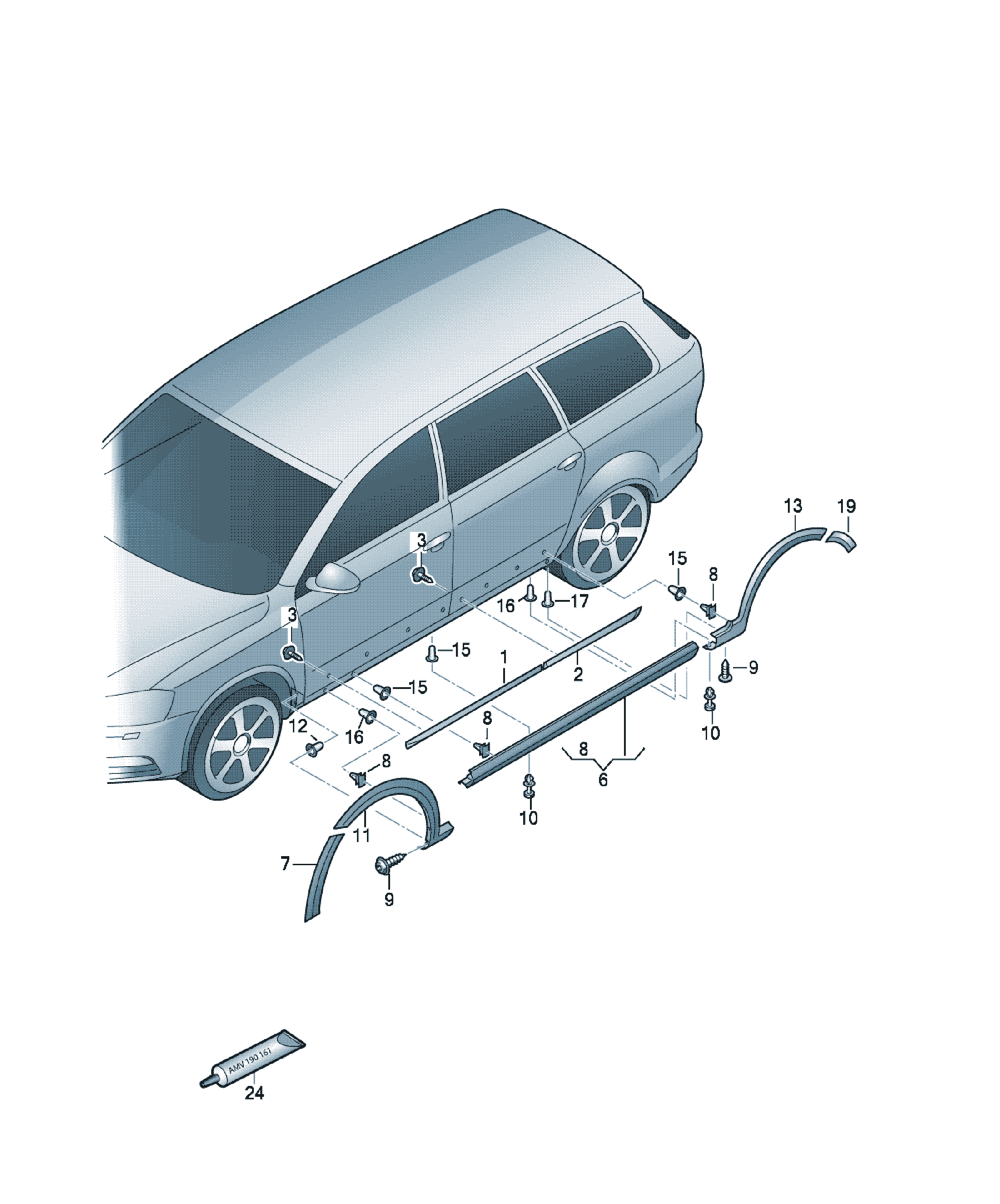dirt deflector Volkswagen Passat / Variant / Santana, cod 3AA854930