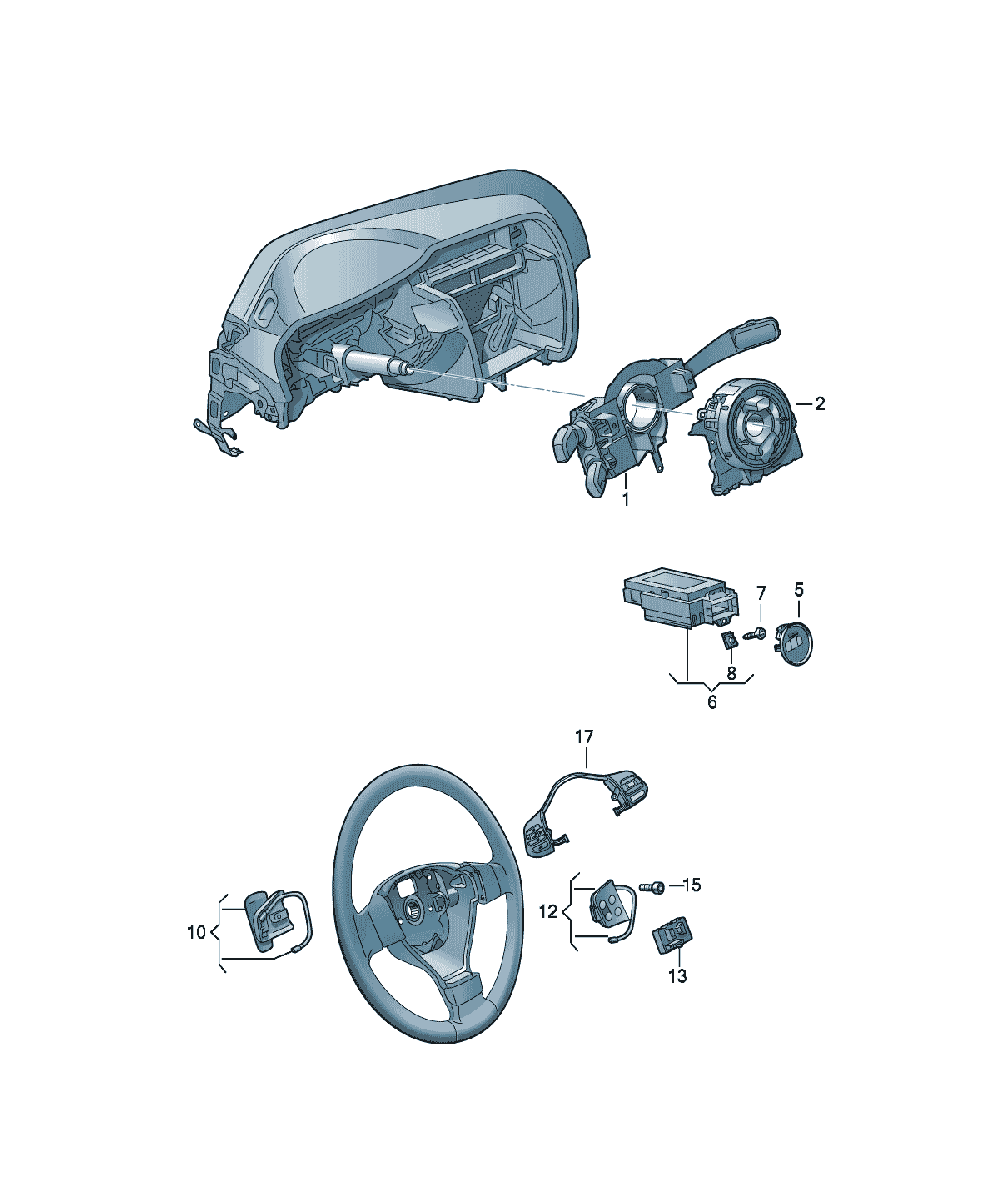 Întrerupător pe cot de comandă Volkswagen CC, cod 3C9953502D 9B9