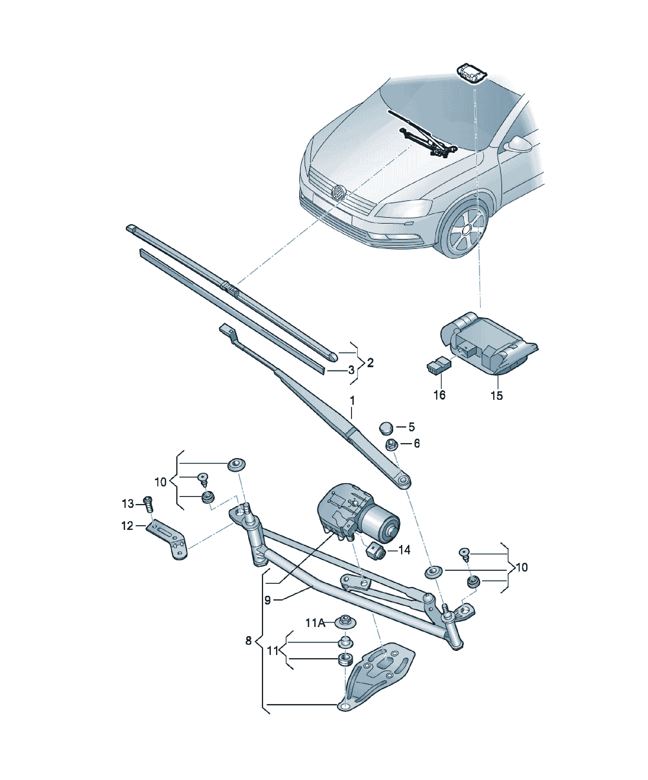 Mecanism ștergător (kit reparație) Volkswagen CC, cod 3C0998754