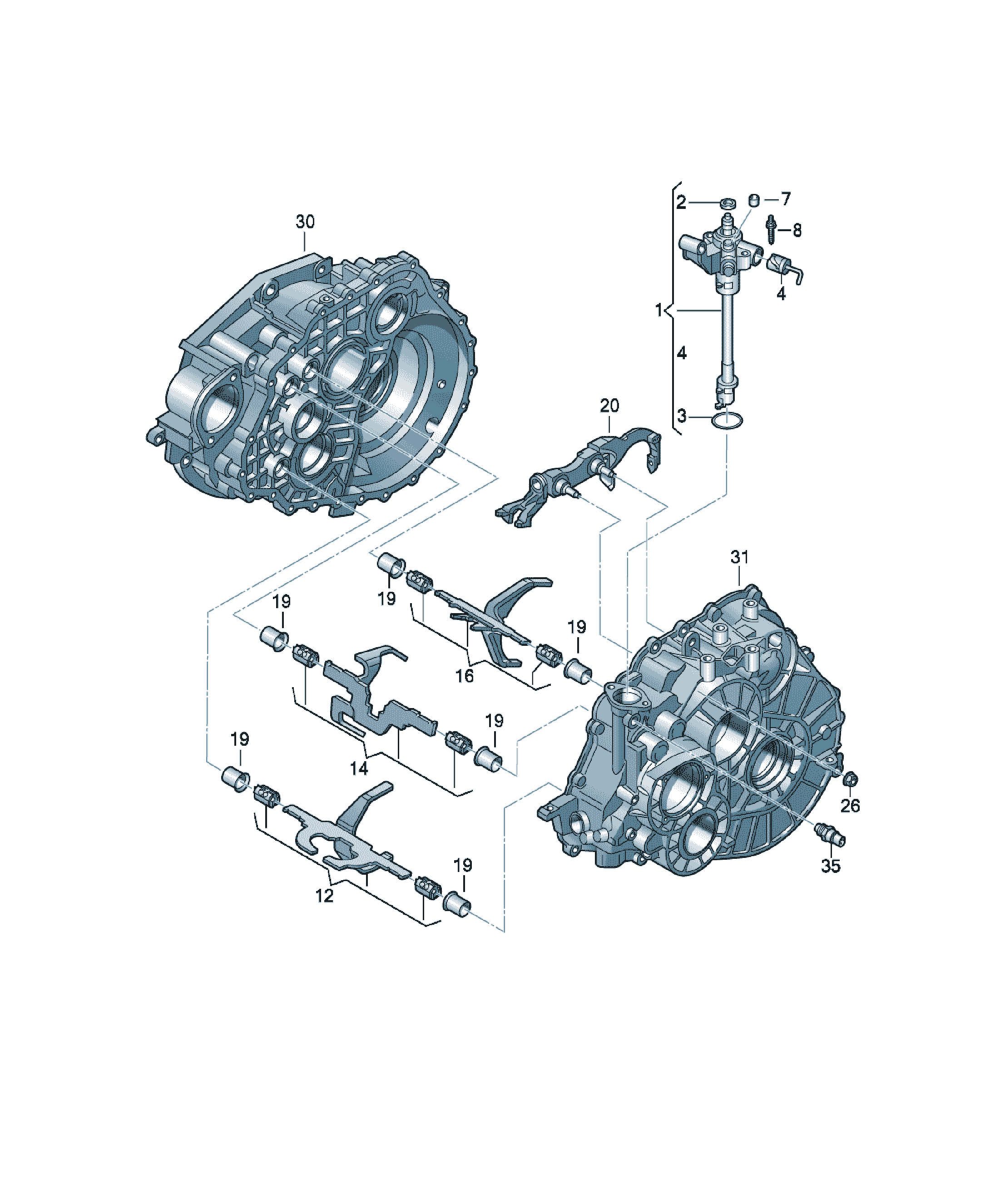 Mecanism schimbător de viteze Volkswagen Tiguan, cod 0A6301230F