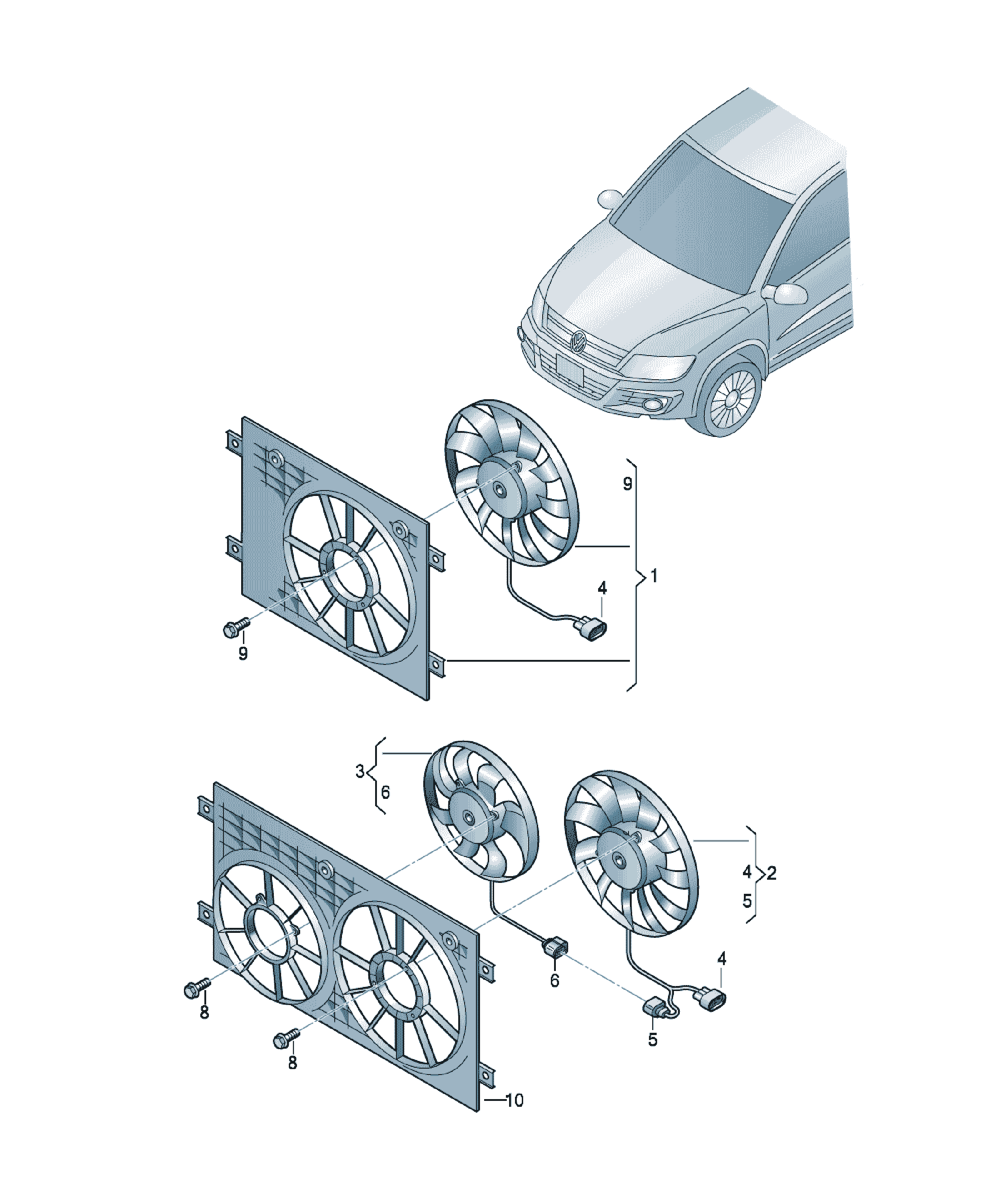 Difuzor radiator Volkswagen Tiguan, cod 5N0121205K 9B9