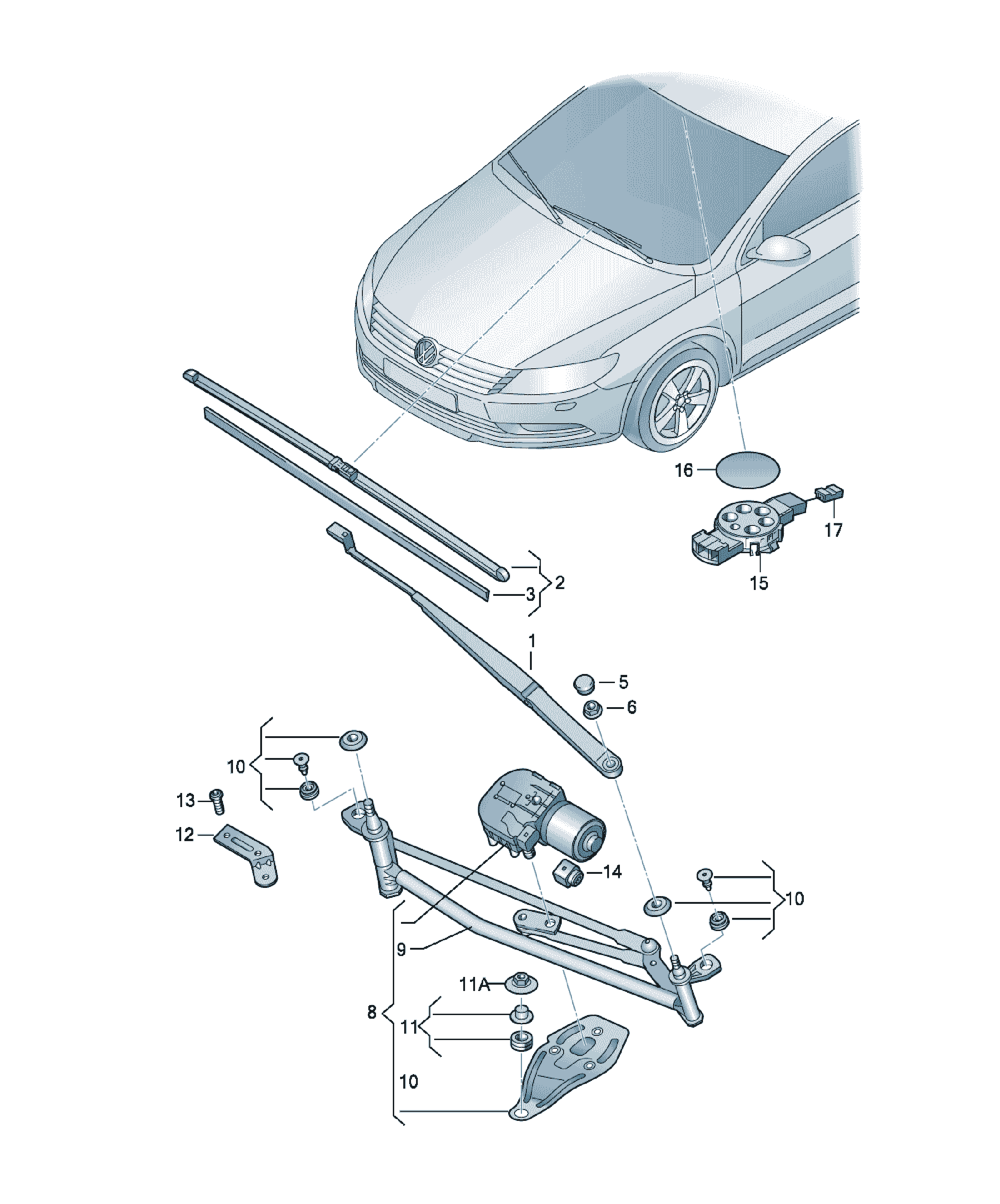 Brat ștergător Volkswagen CC, cod 3C8955409C