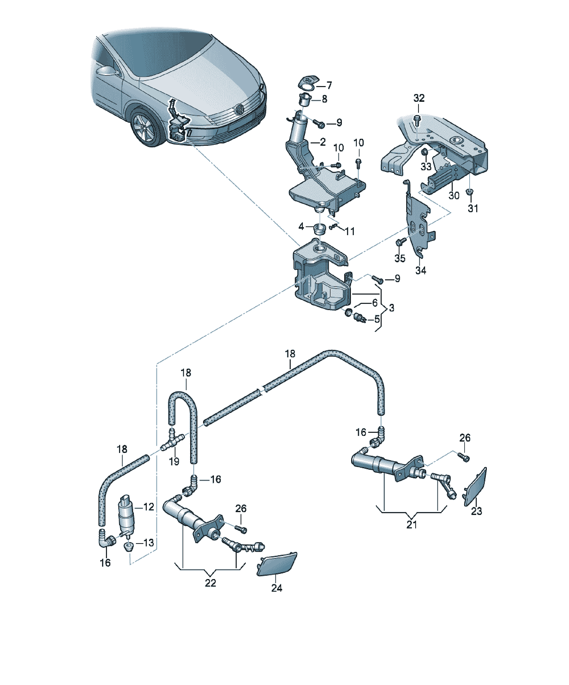 Element de conexiune sistem spălare Volkswagen CC, cod 1J0955665E