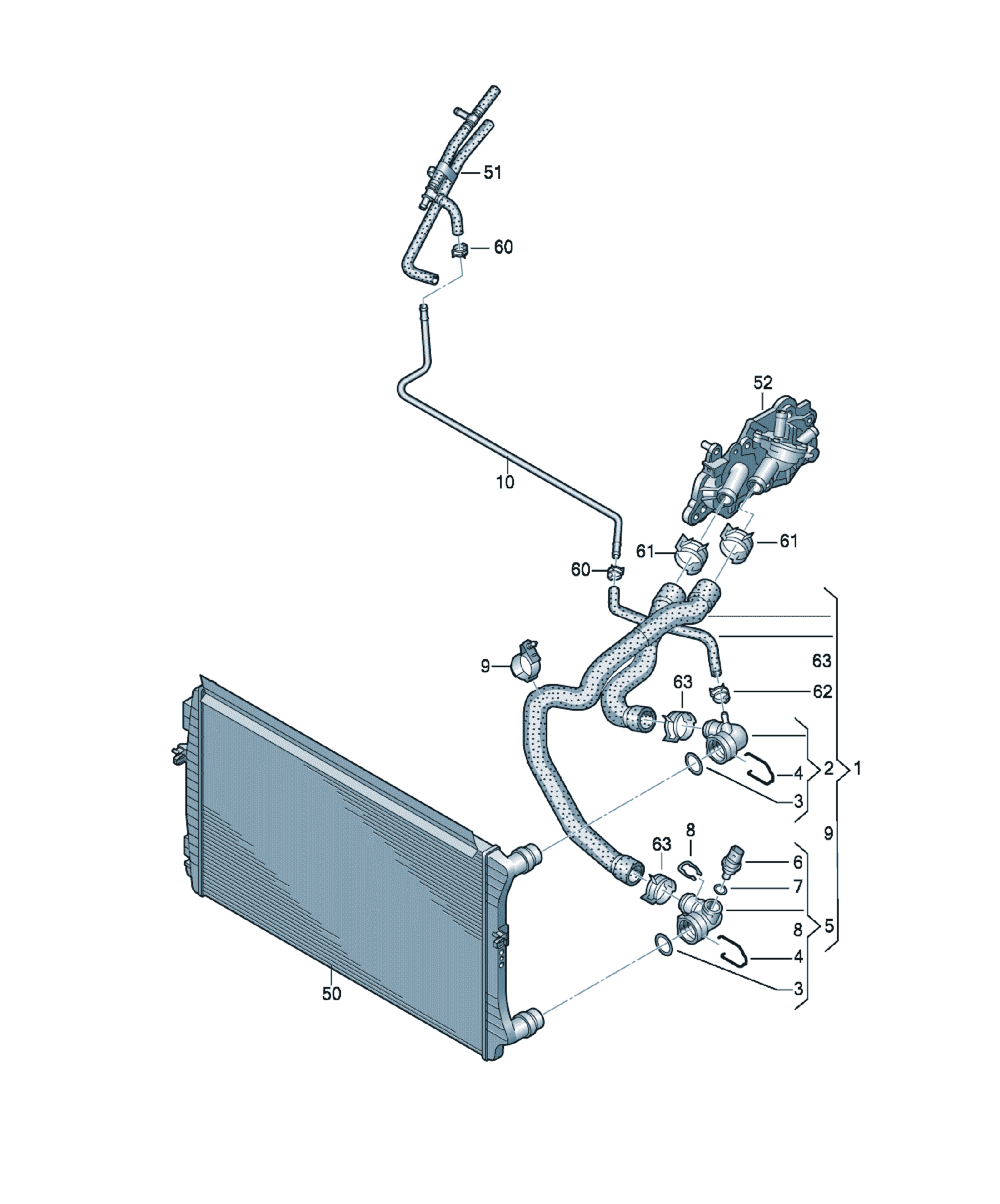 Furtun apa Volkswagen Passat / Variant / Santana, cod 5Q0121049AD