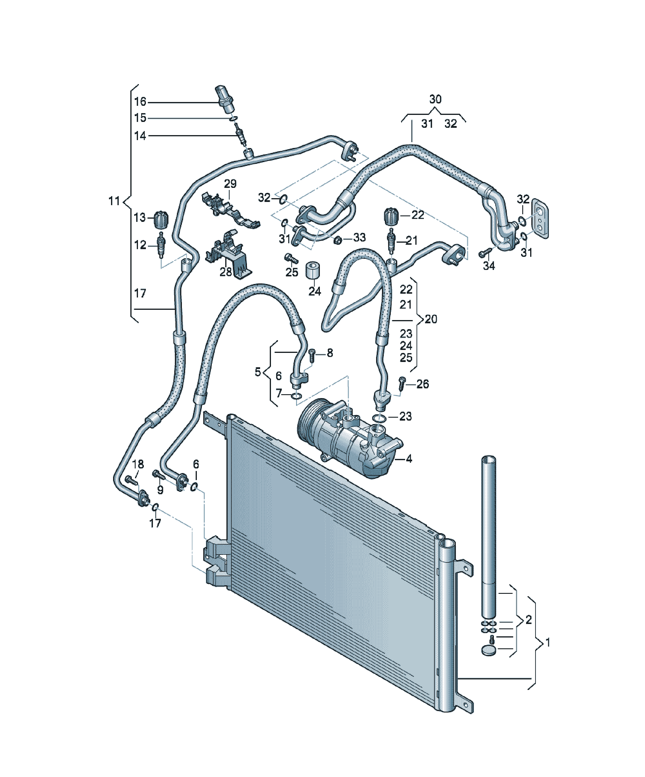 Radiator clima Volkswagen Passat / Variant / Santana, cod 5WA816411A