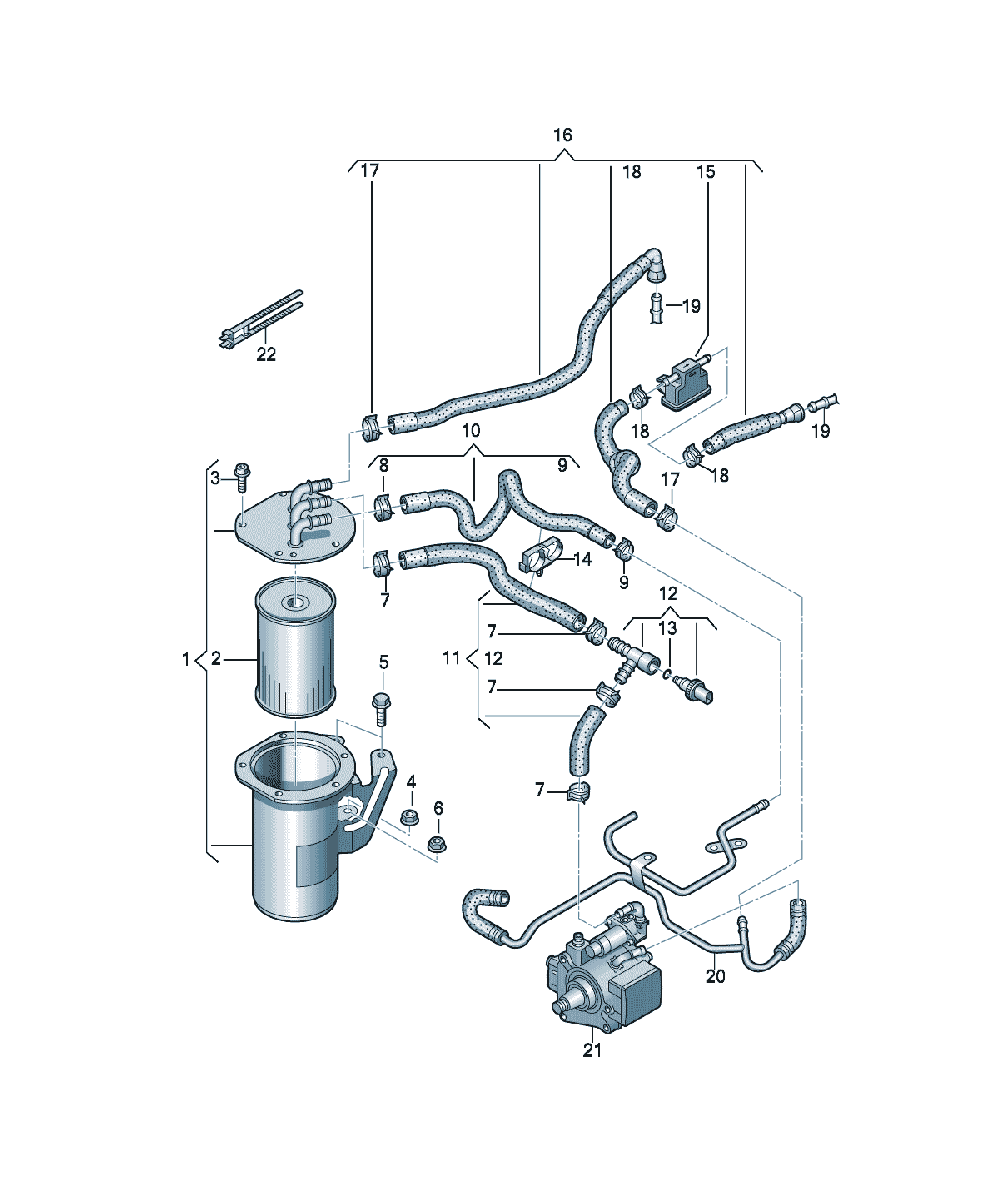 Conducta injector Volkswagen Tiguan, cod 7N0130307D
