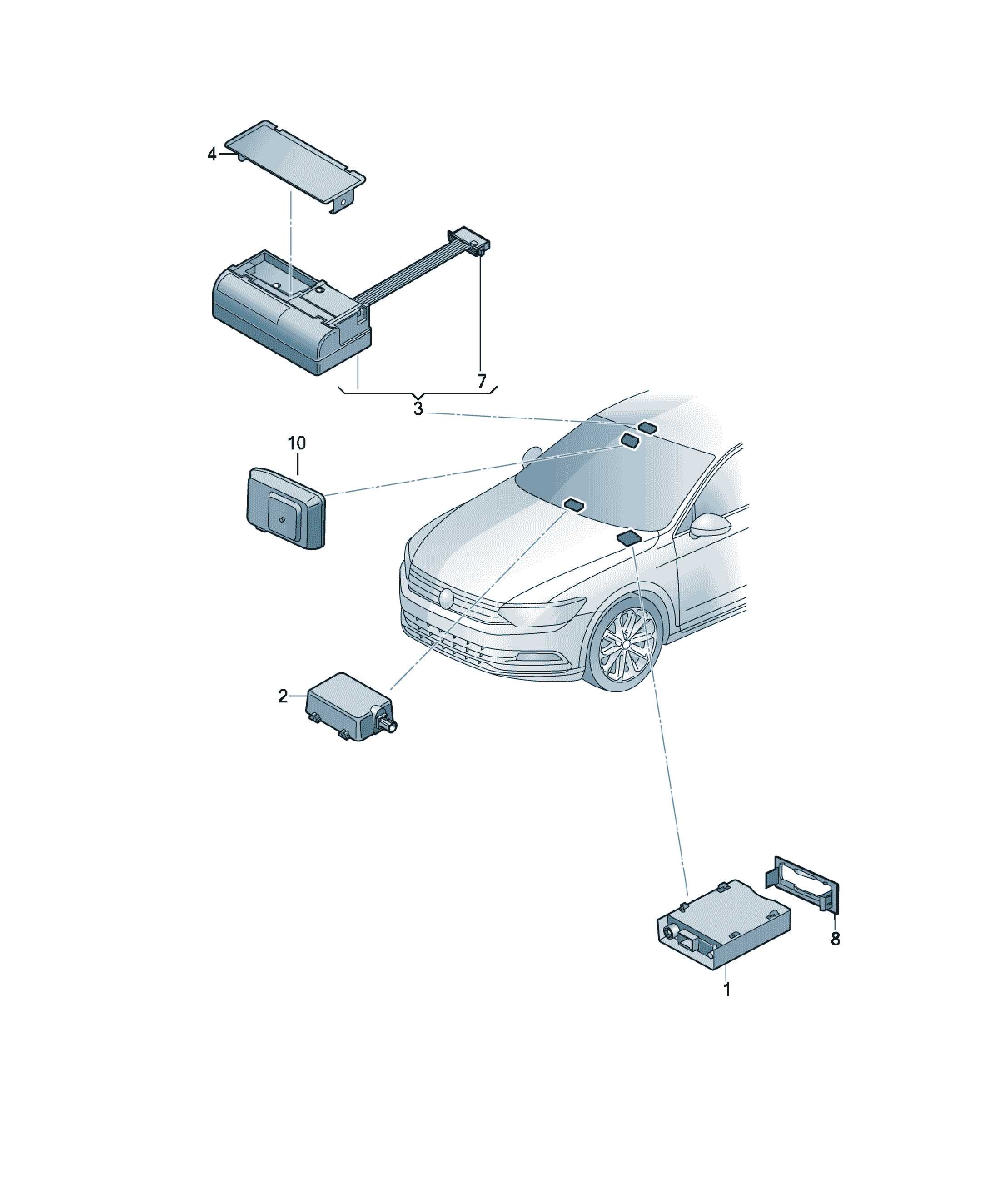 chip card reader for road toll system Volkswagen Passat / Variant / Santana, cod 8V0919813B