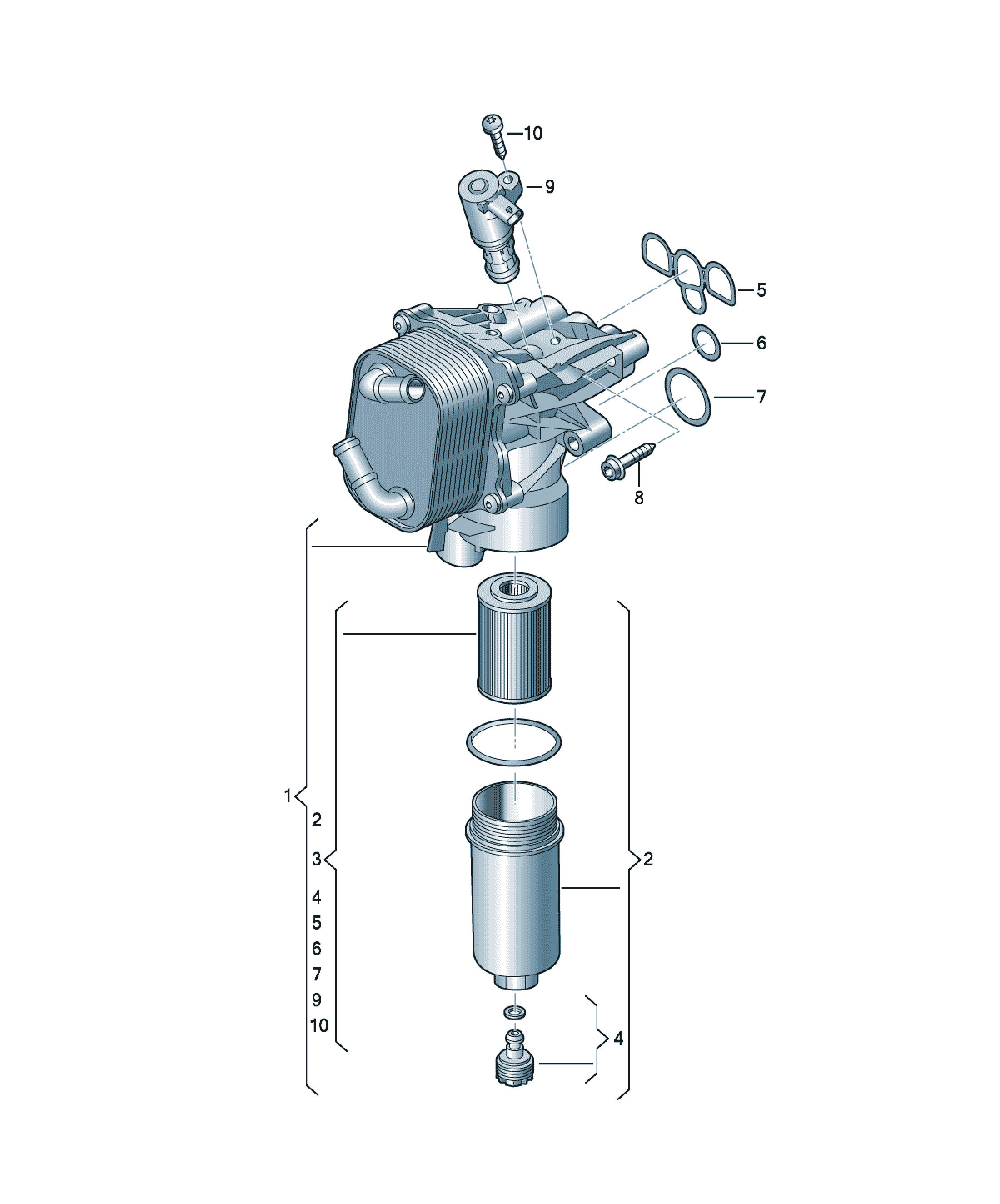Filtru ulei cu flanșă Volkswagen Tiguan, cod 05L115389AH