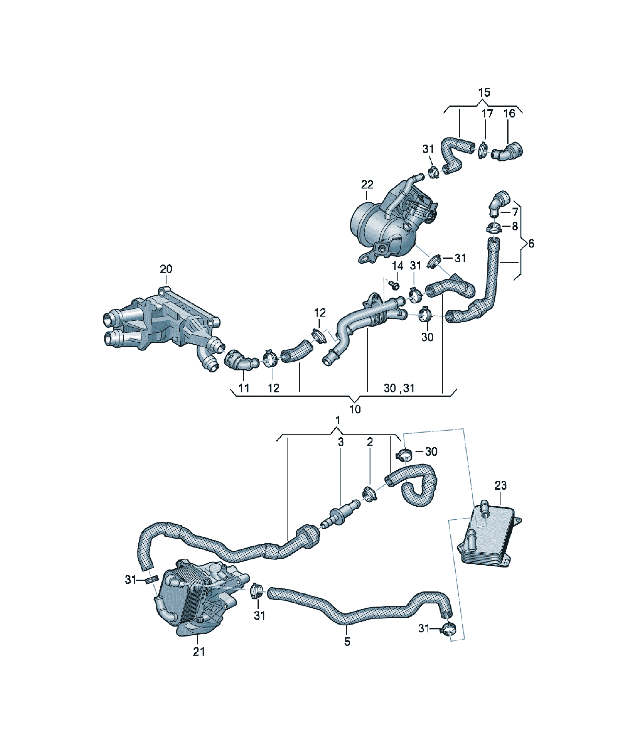 Furtun apa Volkswagen Passat / Variant / Santana, cod 3Q0122096E
