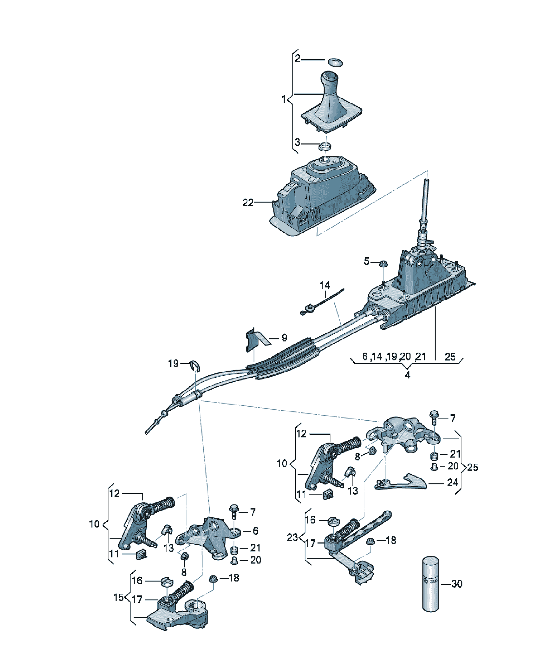 Suport levier plastic selector Volkswagen CC, cod 5Q0711202A