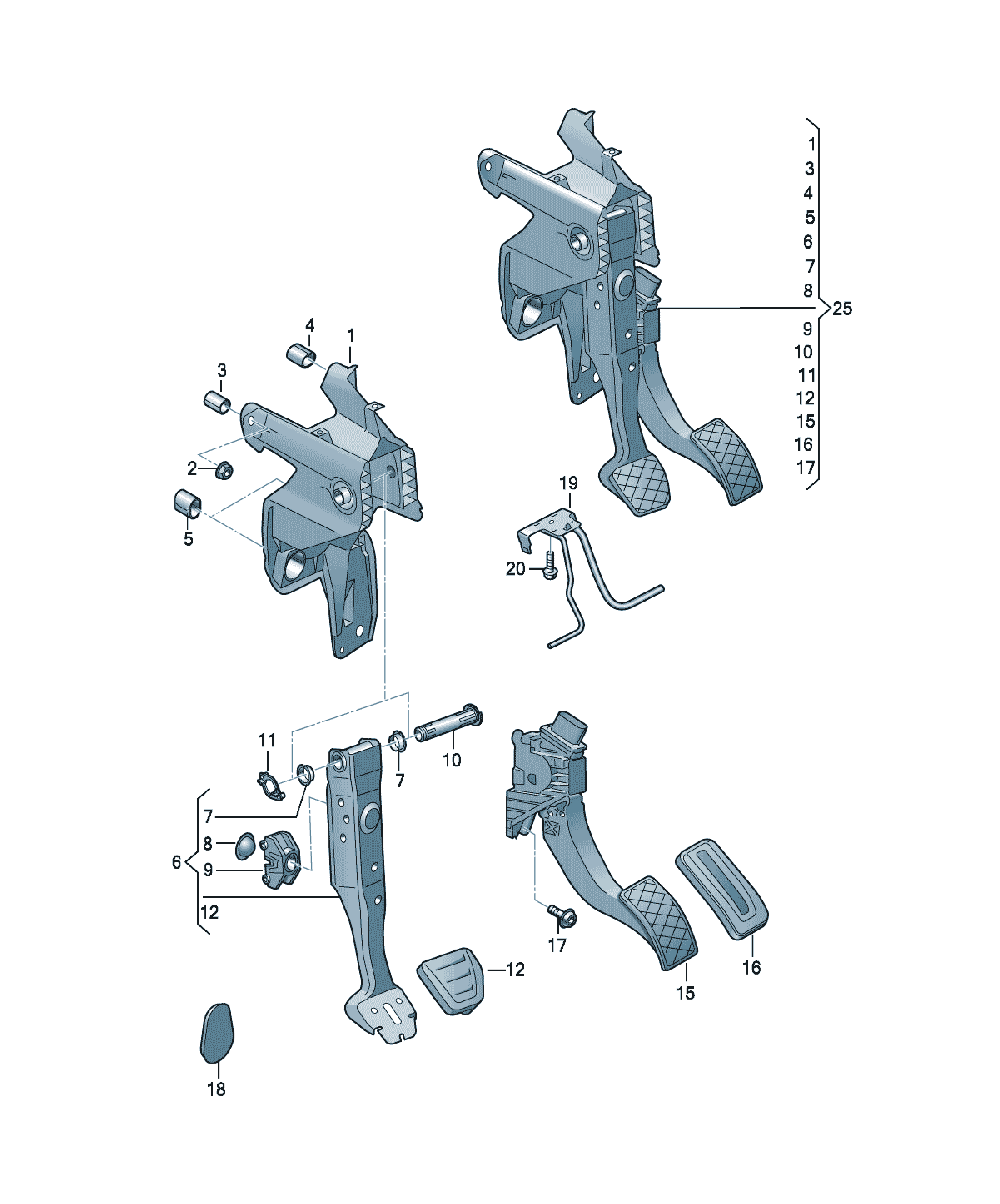 bracket for pedal cluster Volkswagen Passat / Variant / Santana, cod 5Q1721117E