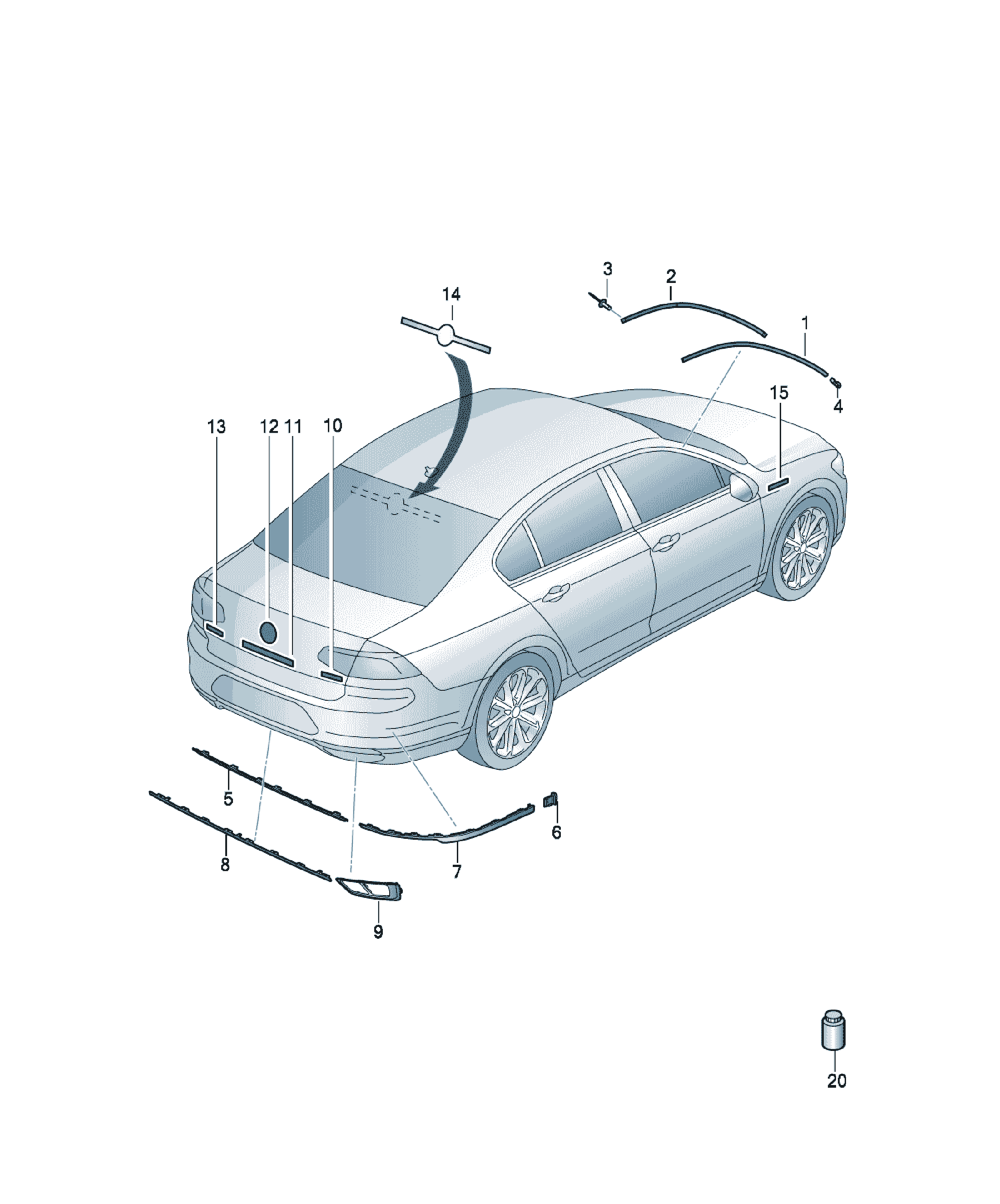 Profil geam Volkswagen Passat / Variant / Santana, cod 3G0854327D 5AP