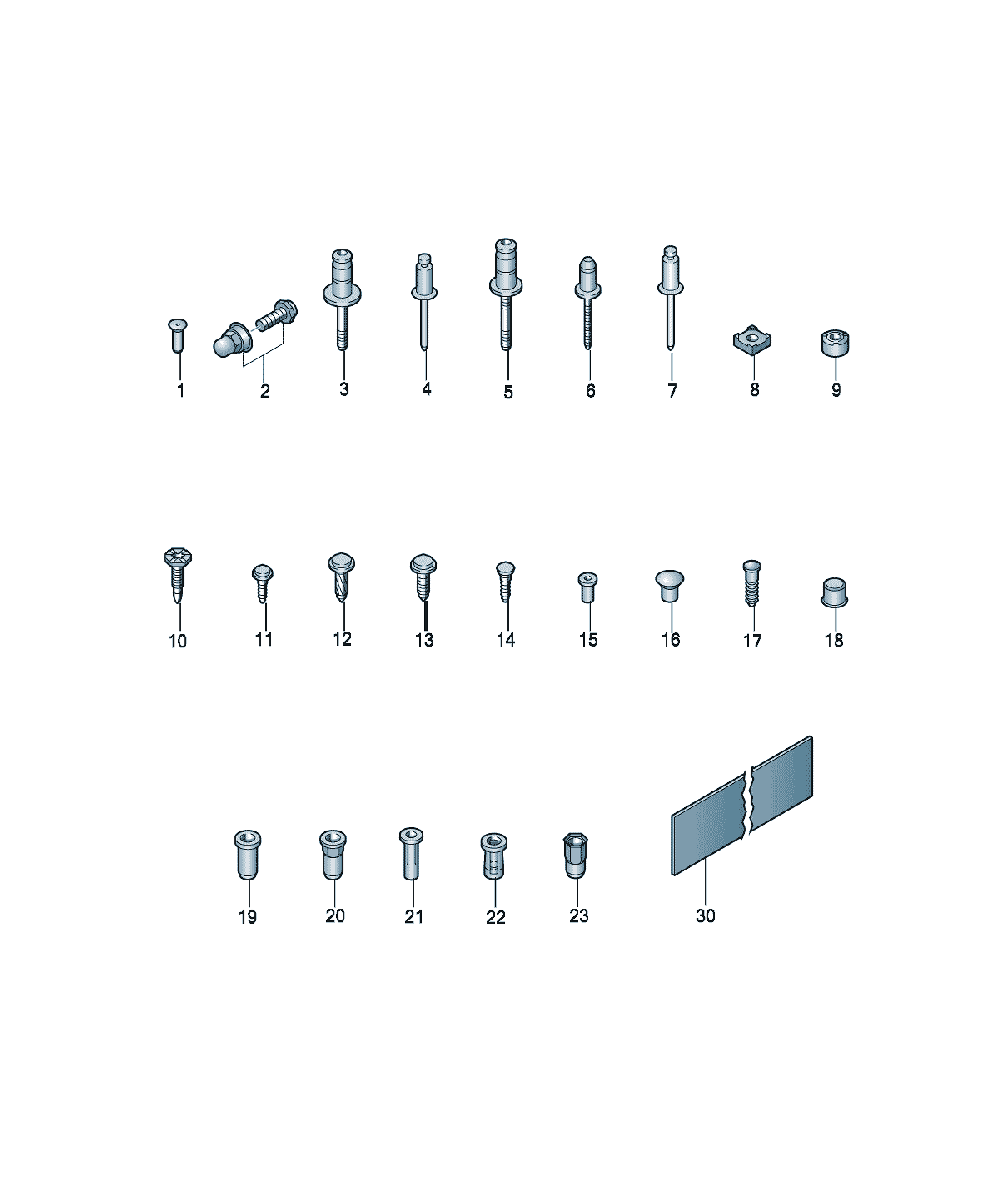 Countersunk rivet 'order qty.100' Volkswagen CC, cod N  10324001