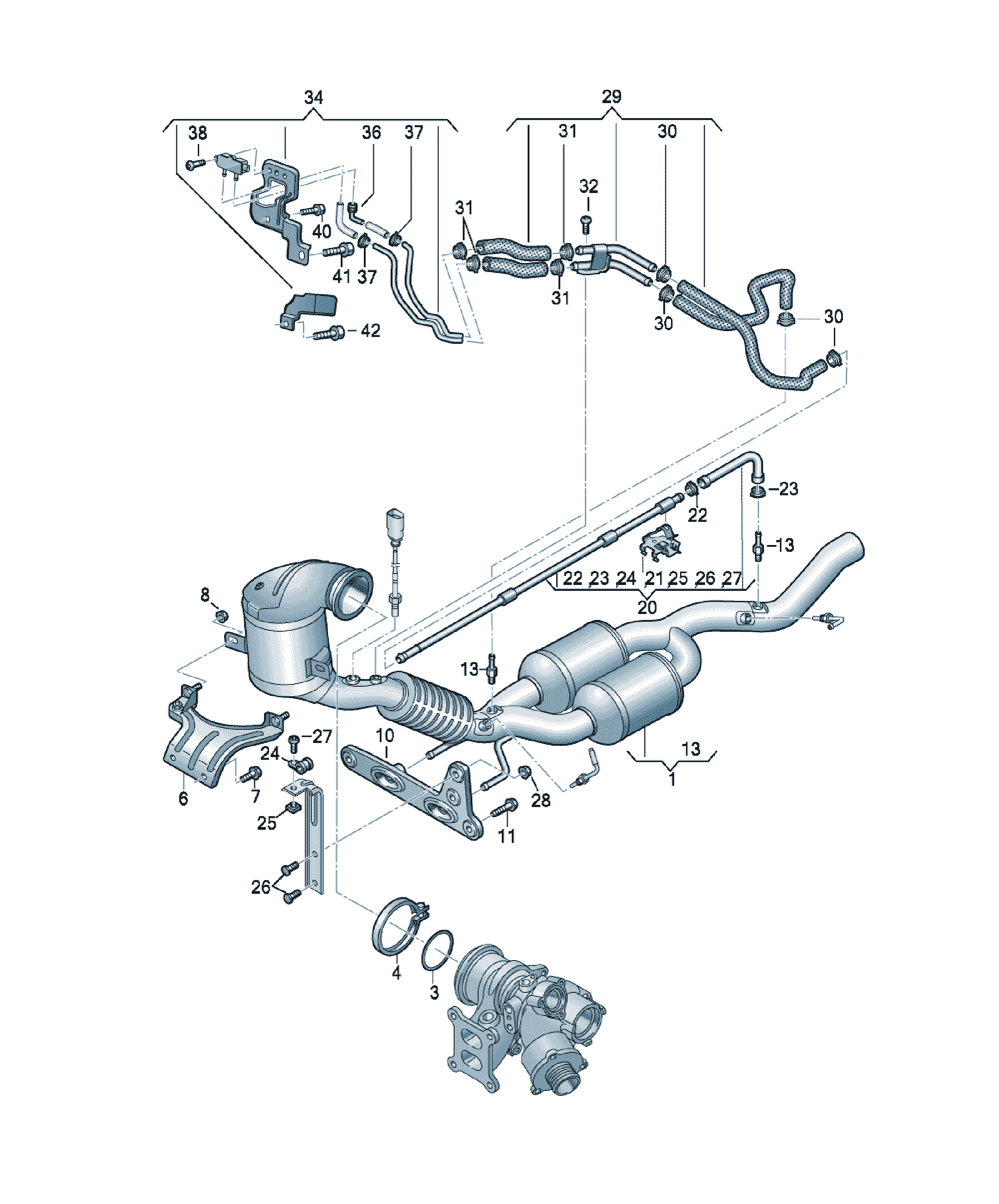 Țeavă eșapament cu catalizator Volkswagen Passat / Variant / Santana, cod 3Q0254502BX