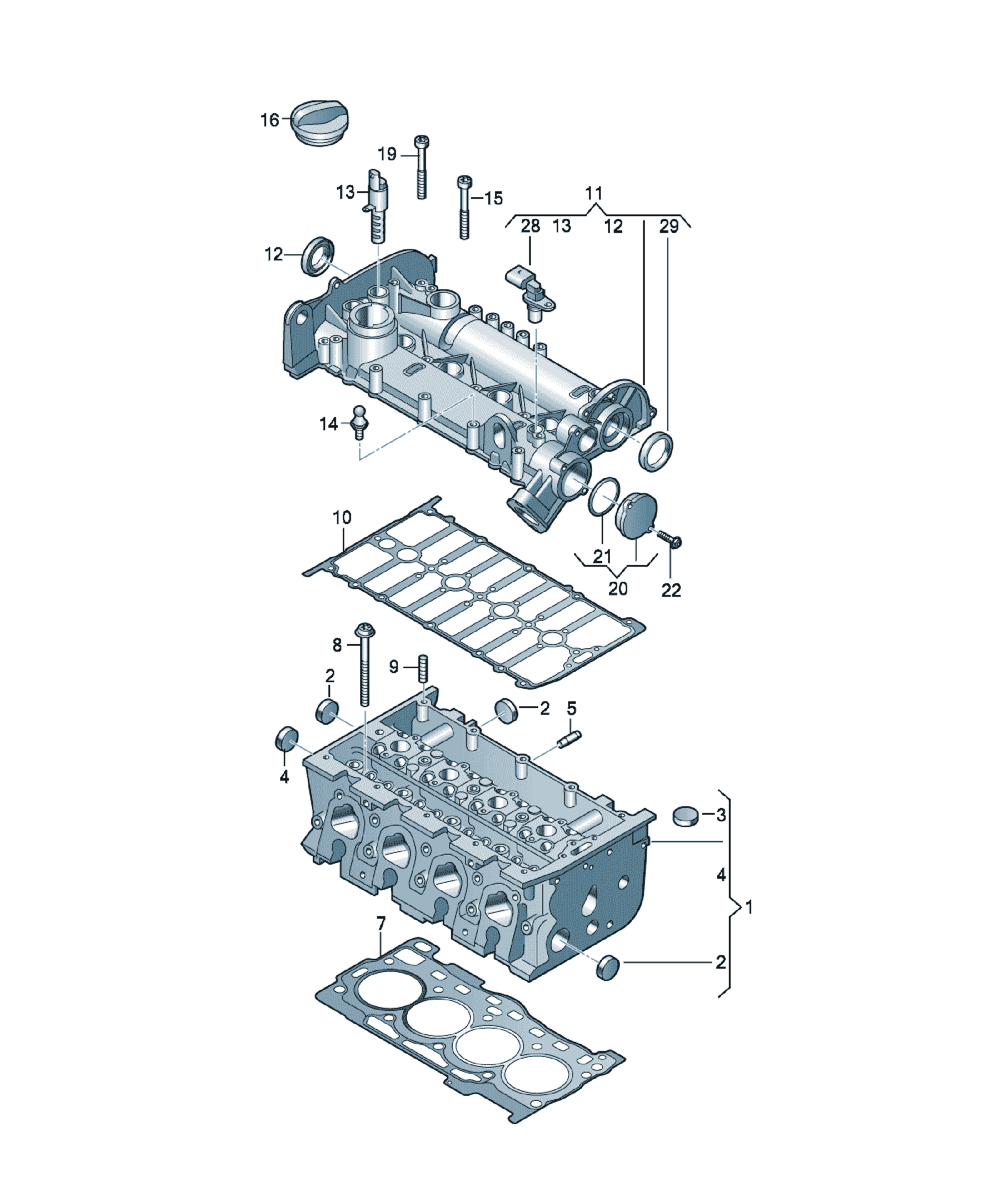 cylinder head with valves Volkswagen Passat / Variant / Santana, cod 04E103066TX