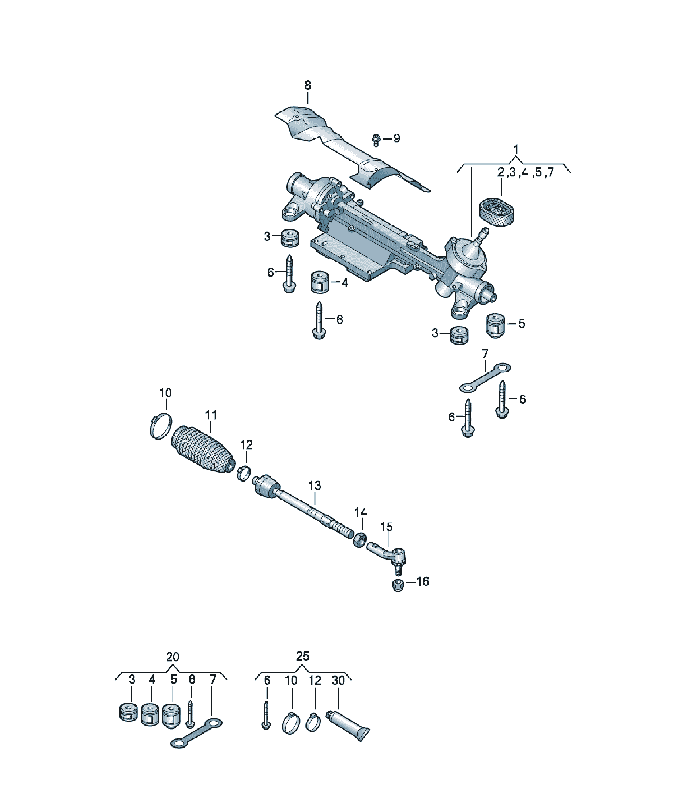 Cremalieră direcție Volkswagen Tiguan, cod 5N1423058F