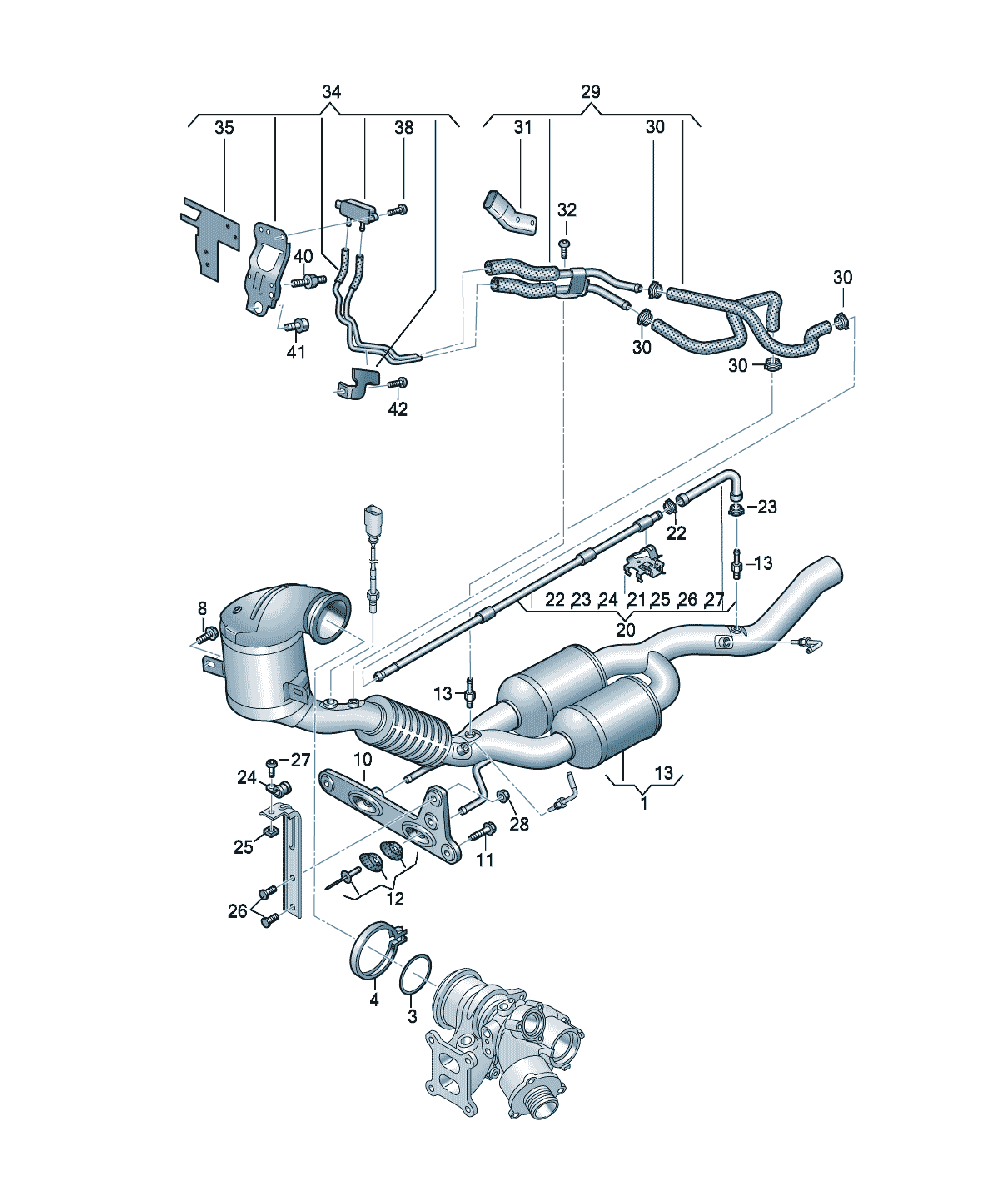 Țeavă eșapament cu catalizator Volkswagen Passat / Variant / Santana, cod 5WA254500TX