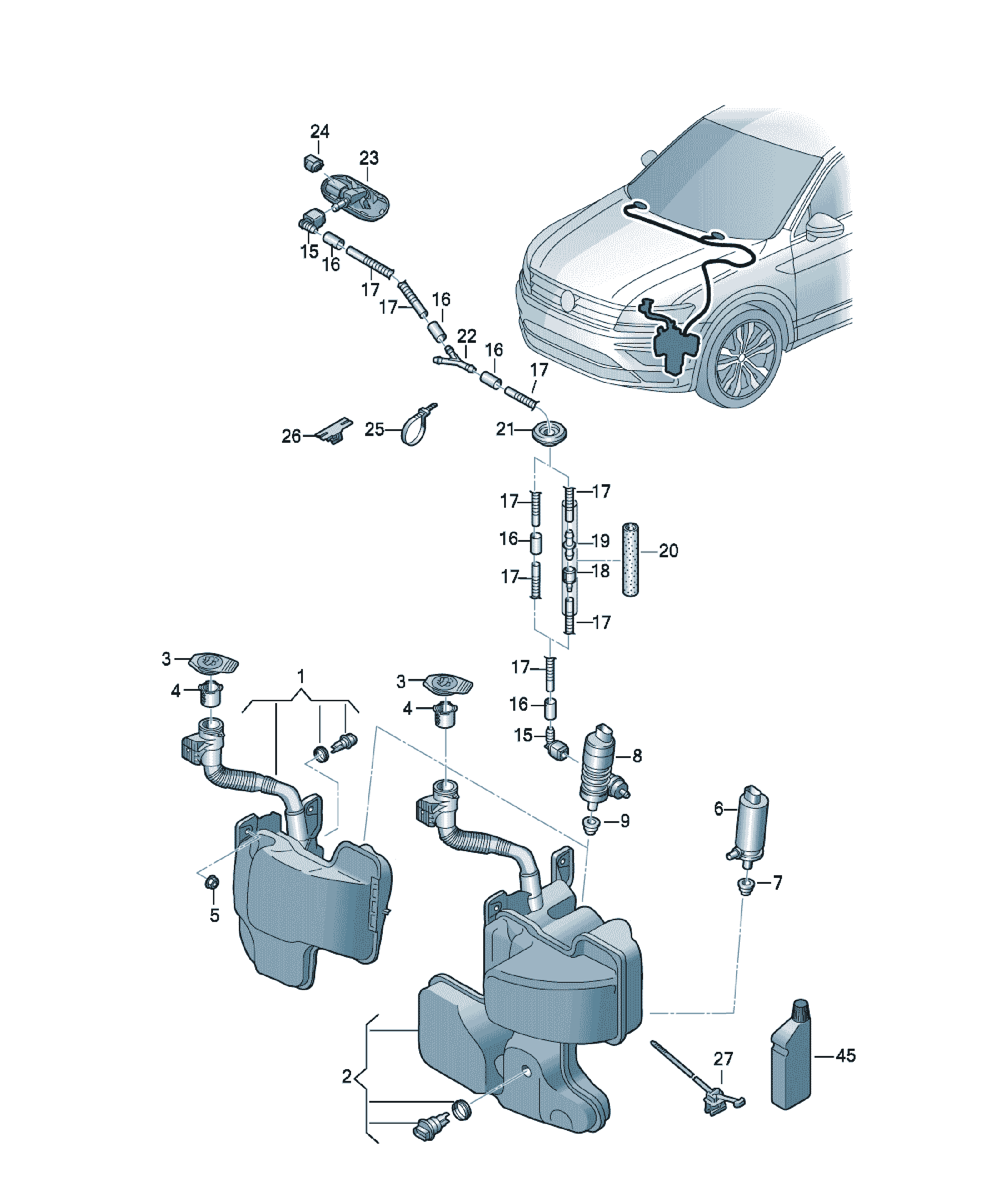 Element de conexiune sistem spălare Volkswagen CC, cod 3B0955665C